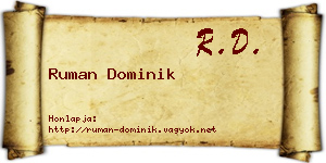 Ruman Dominik névjegykártya